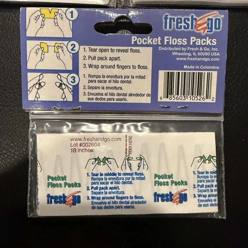 Rare Discontinued! 3 x Fresh & Go Pocket Floss Packs 10 Single Use Each Mint New